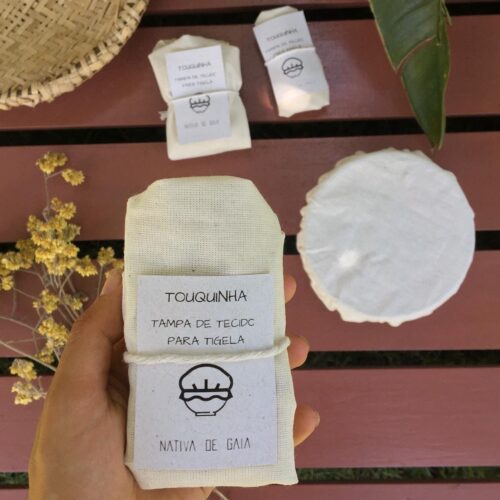 Toquinha - Tampa de Tecido para Potes - "Nativa de Gaia" - M